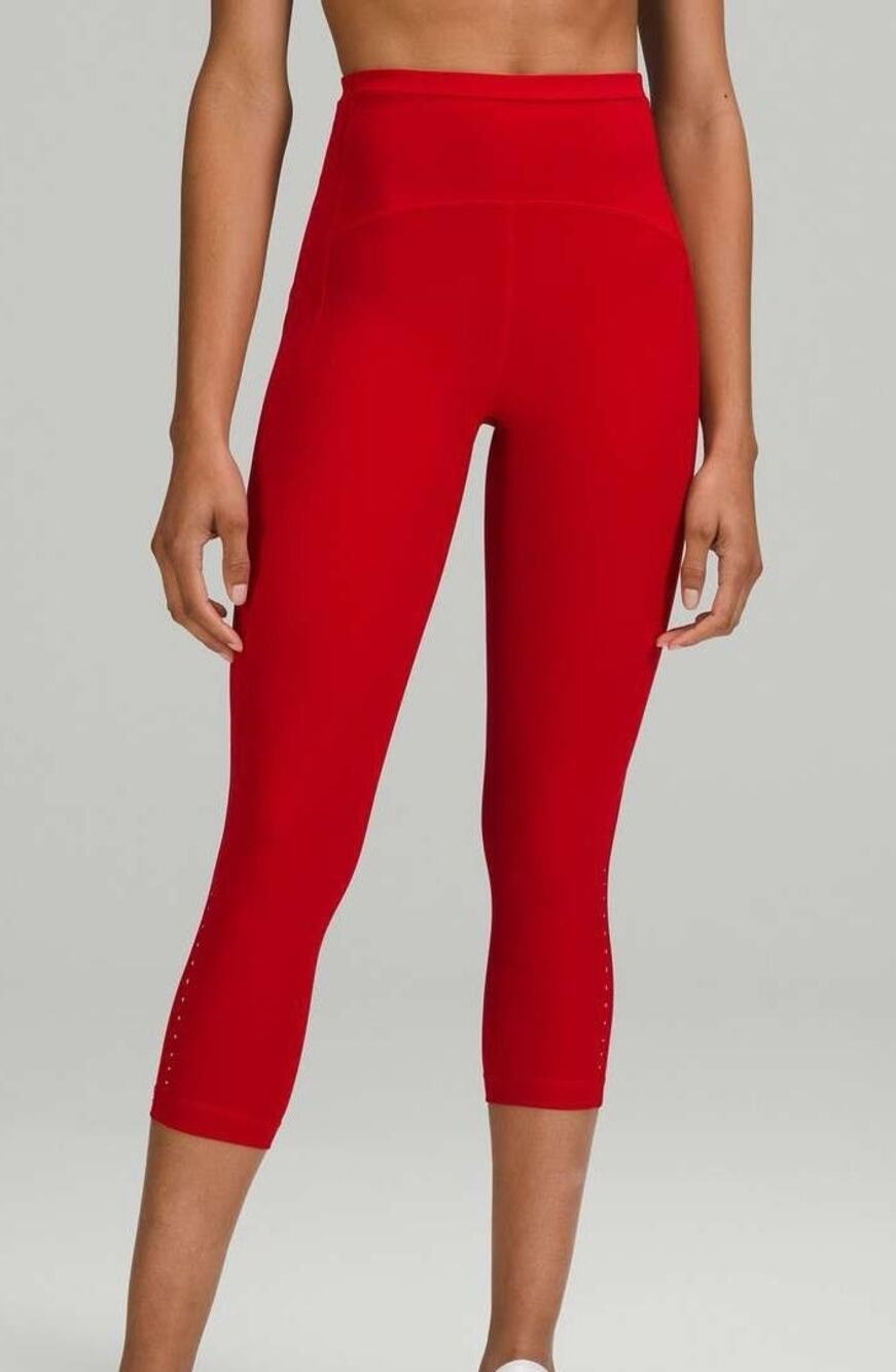 Lululemon Swift Speed High-Rise Leggings Crop Size 20 Dark Red Running Yoga Gym